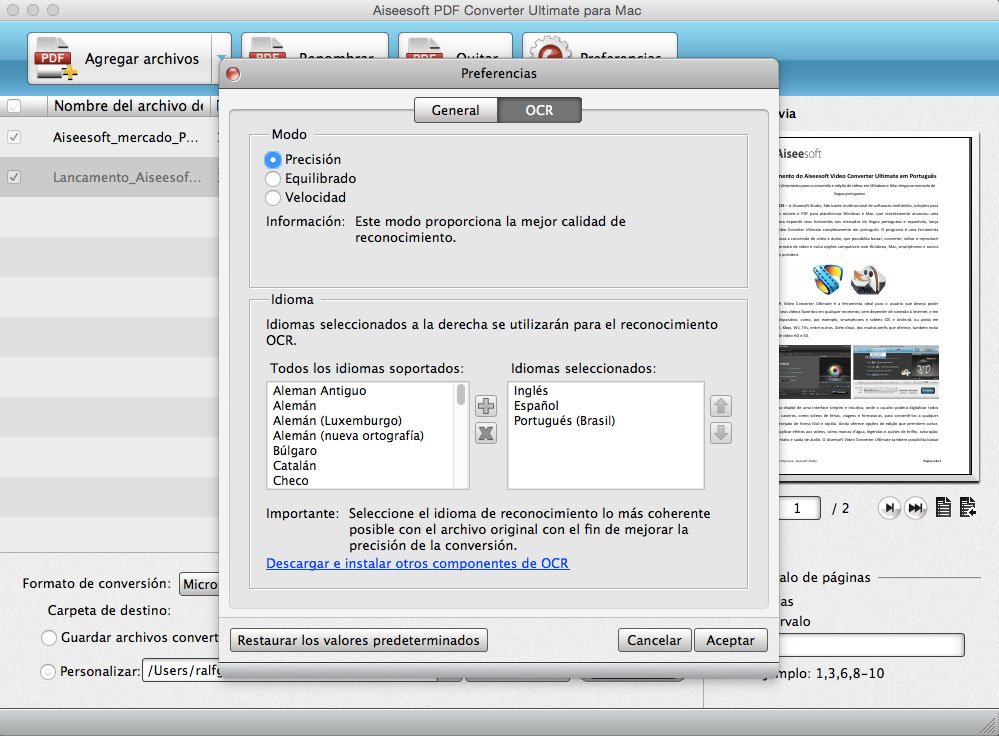 Convertir PDF en Mac