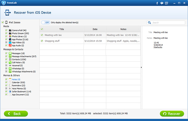 Buscar y recuperar las notas eliminadas del iPad