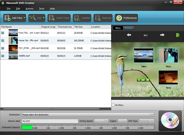 Adicionar sus archivos en MP4 al programa