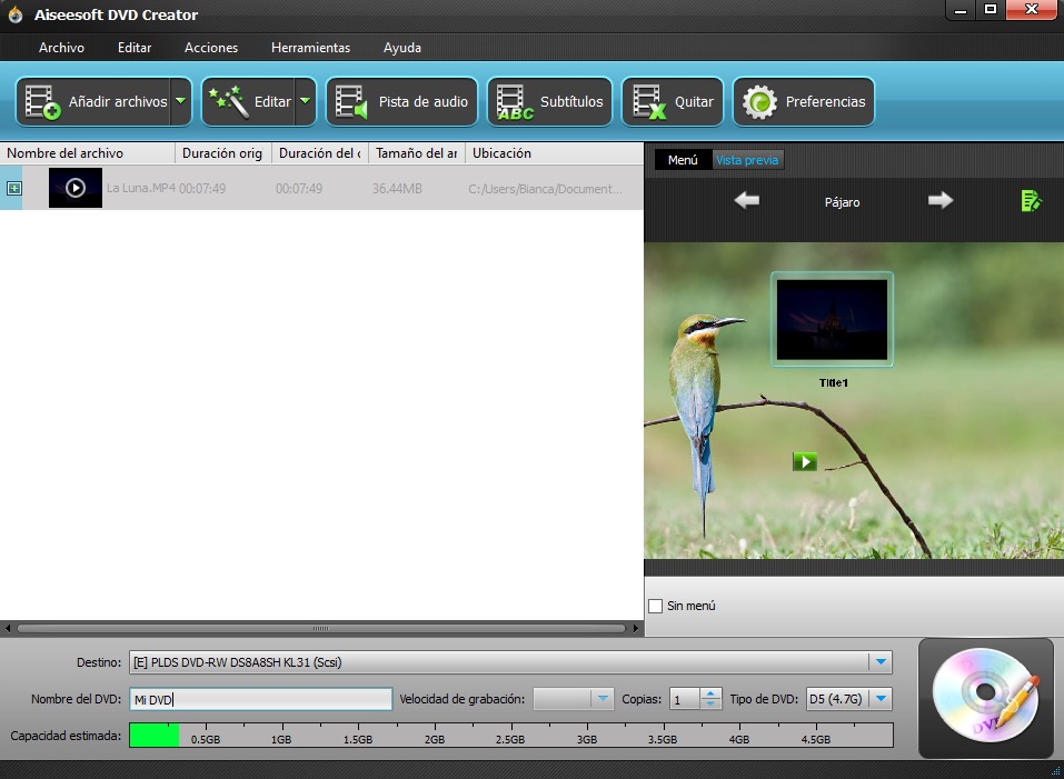 Adicionar sus archivos en MKV al programa