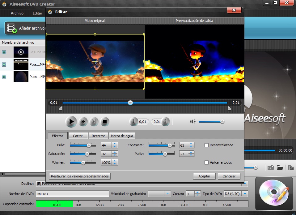 Editar su video antes de grabarlo