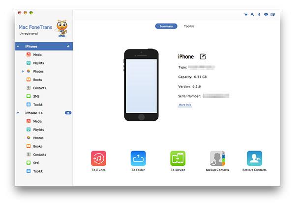 Abrir el FoneTrans y conectar su iPhone al Mac