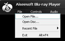 Seleccionar Abrir archivo en el menú Archivo para reproducir Blu-ray