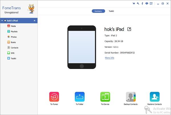 Abrir el FoneTrans y conectar su iPad al PC