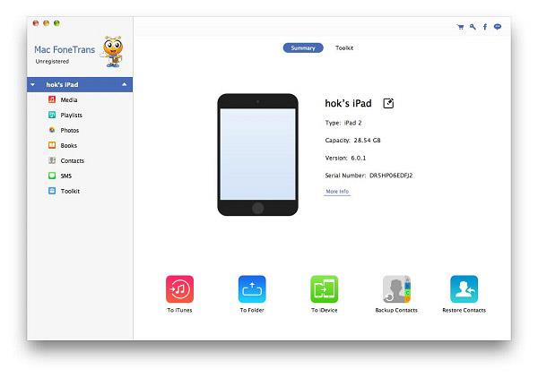 Abrir el FoneTrans y conectar su iPad al Mac