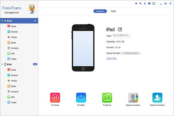 Abrir el FoneTrans y conectar sus iPads al PC