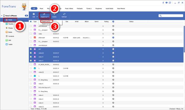 Exportar los archivos deseados al PC