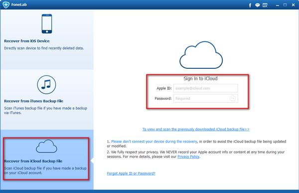 Entrar en su cuenta del iCloud