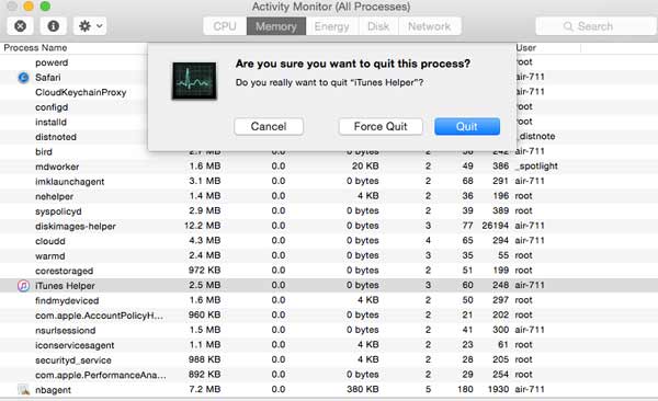 Cerrar el proceso del iTunes