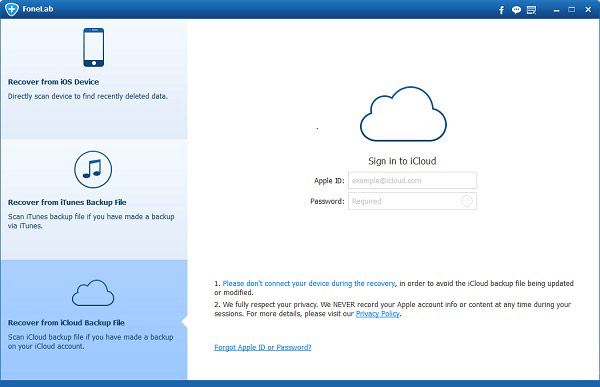 Entrar en su cuenta del iCloud