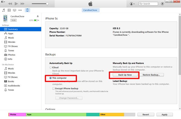 Efectuar una copia de seguridad de su iPhone en el PC