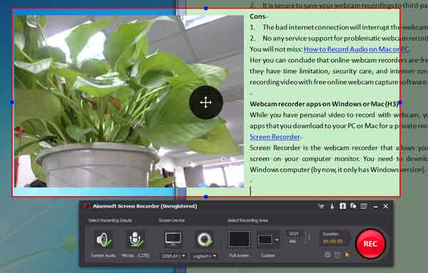 Grabar videos de la webcam con el Screen Recorder