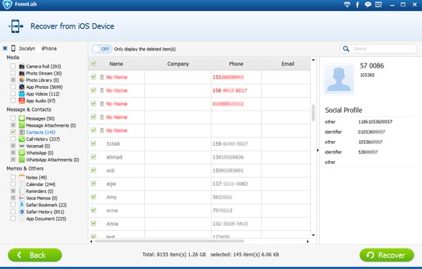 Paso 3 Restaurar contactos sincronización FoneLab