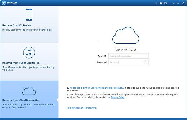 Entrar en su cuenta del iCloud