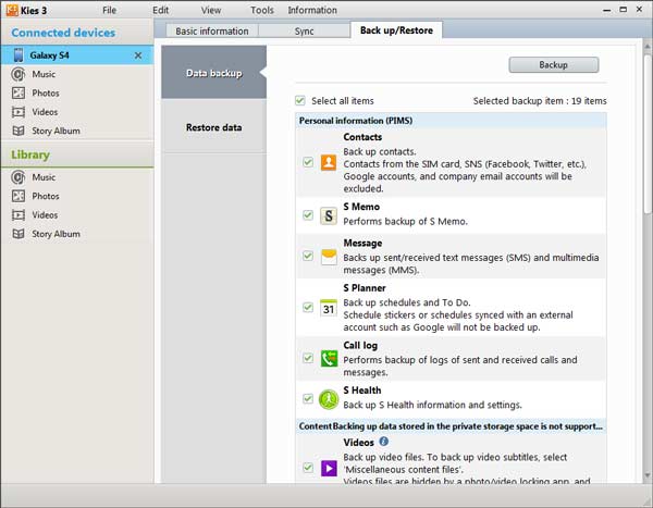 Paso 3 Copia de seguridad Samsung Kies FoneCopy