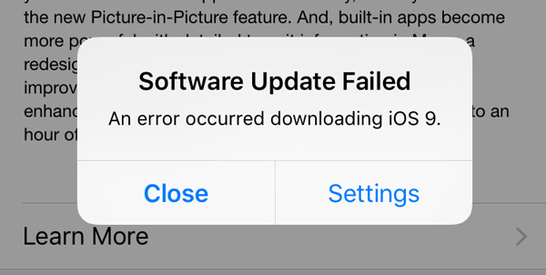 Problema falha baixar atualização iPhone