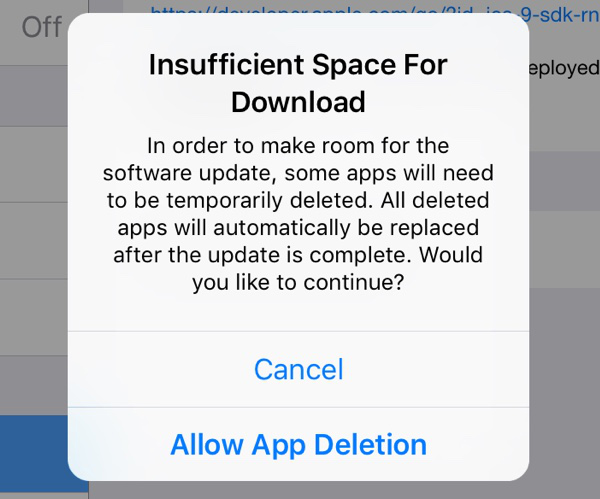 Problema espaço insuficiente atualização iPhone