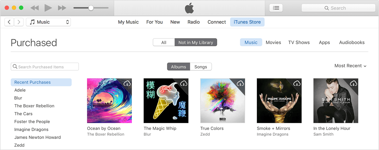 Baixar novamente músicas iTunes não na biblioteca