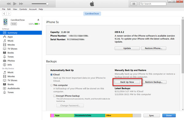 Copia de seguridad PC iTunes paso 2