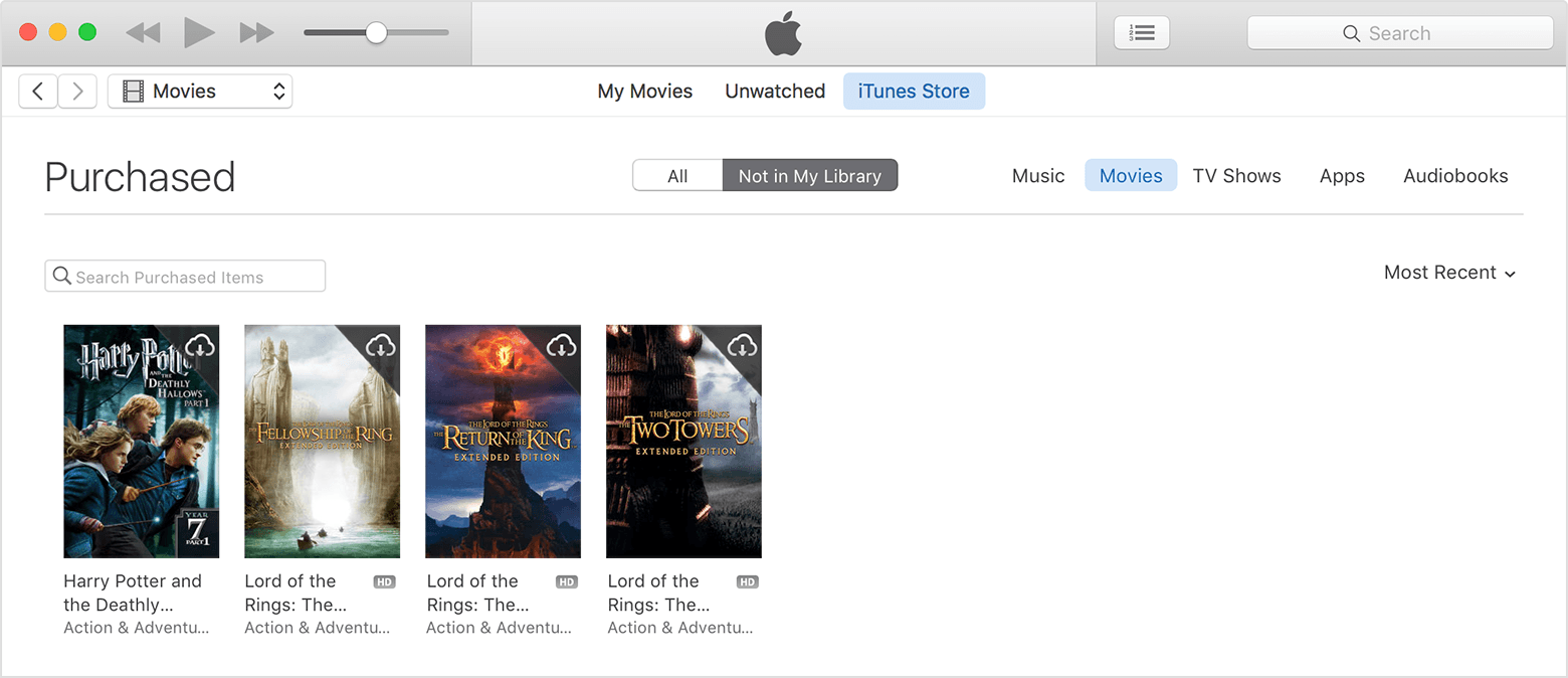 Descargar nuevamente películas librería iTunes