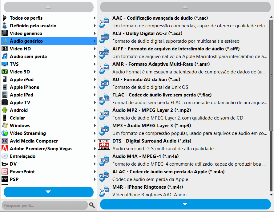 Seleccionar el formato de conversión deseado