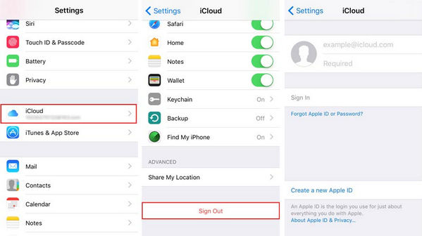 Cierre sesión e inicie sesión iCloud