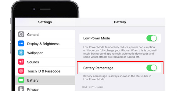 Mostrar percentual bateria iPhone