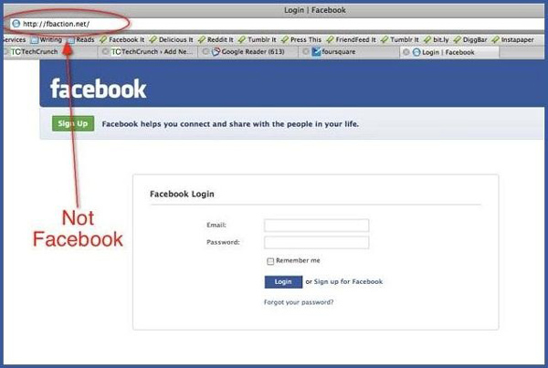 Método contraseña Facebook Phishing