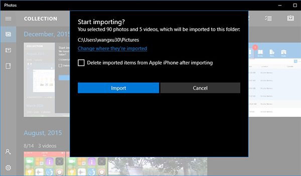 Transferir fotos iPhone Windows 10 passo 2