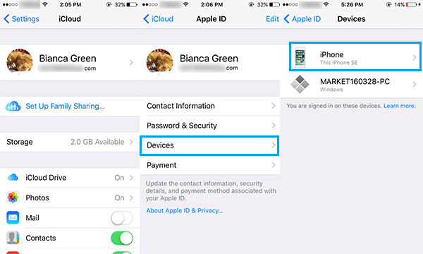 Cambiar configuraciones iCloud