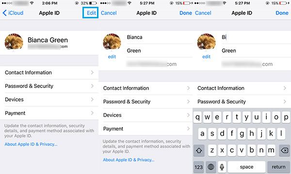 Cambiar nombre iCloud