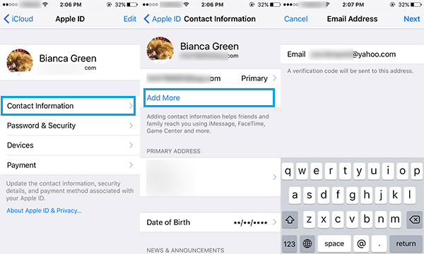Paso 2 alterar email iCloud