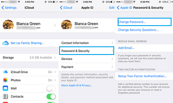 Resetear contraseña iCloud