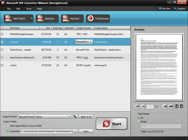 separar archivos pdf con aiseesoft pdf converter ultimate