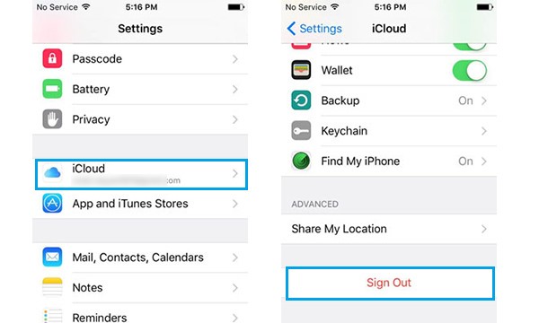 cerrar sesión en icloud