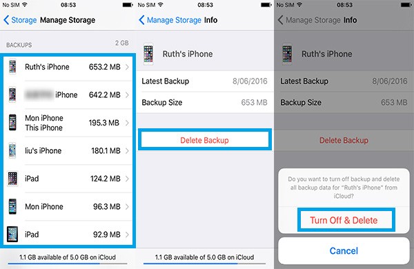 administrar copia de seguridad de icloud