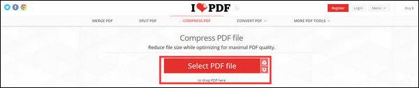 Seleccione el archivo PDF para comprimir