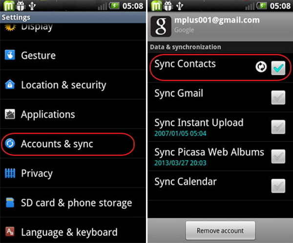 passo 1 backup contatos android para gmail
