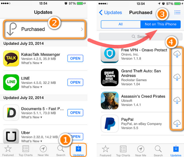 passo 2 mover apps com app store
