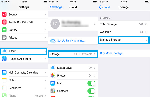 remover backups existentes icloud