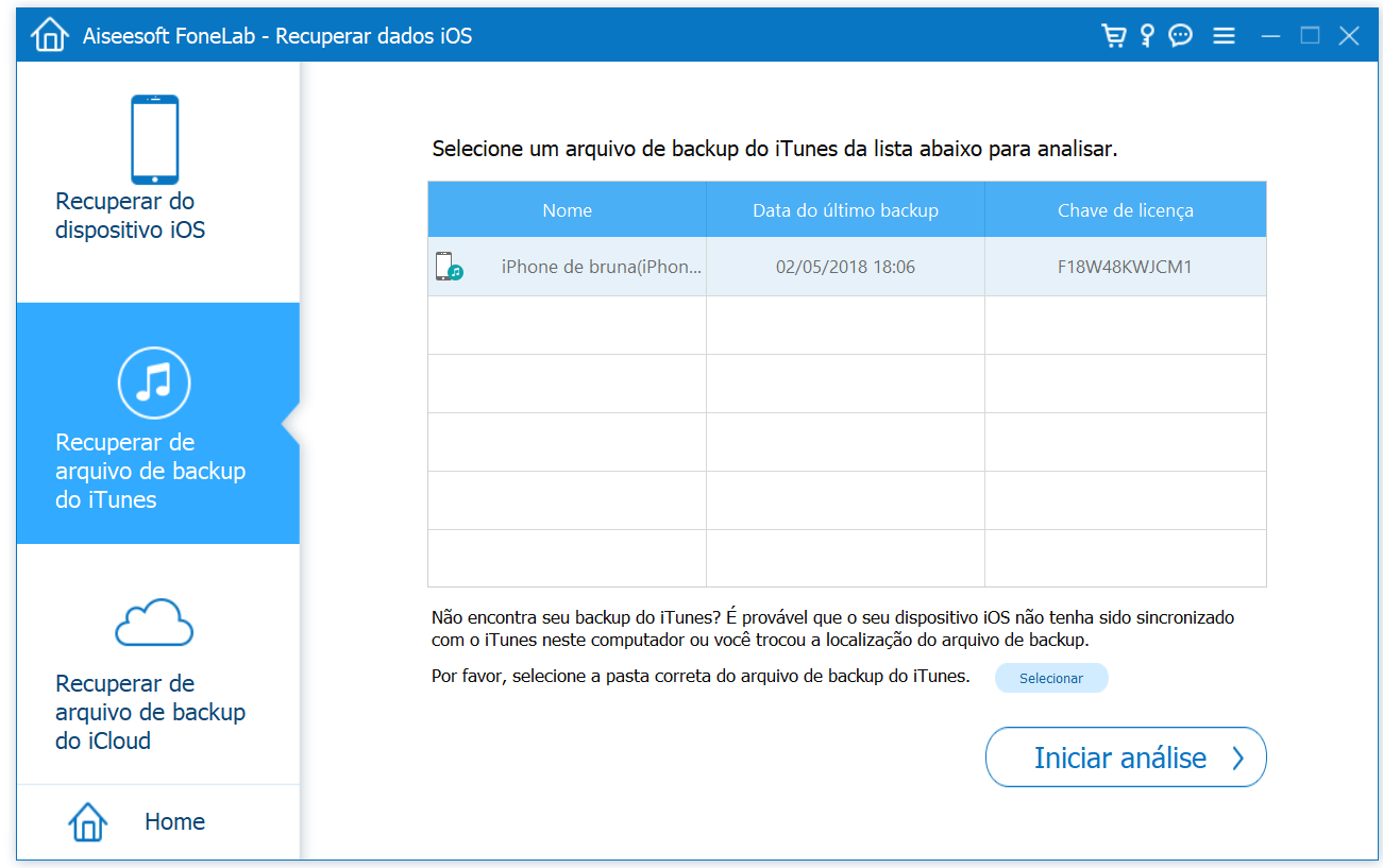 Analizar su copia de seguridad del iTunes